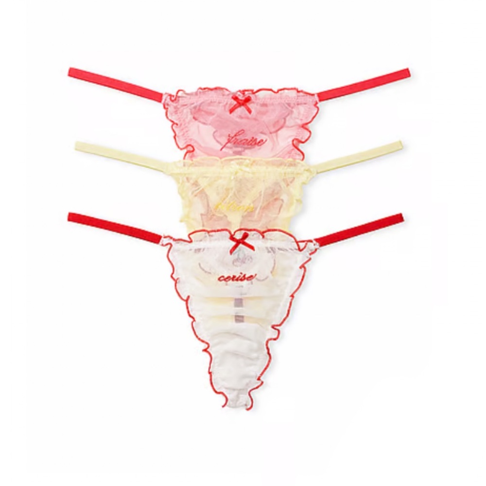 Victoria's Secret 3-Pack French Fruit
Embroidery V-String Panties Size Large